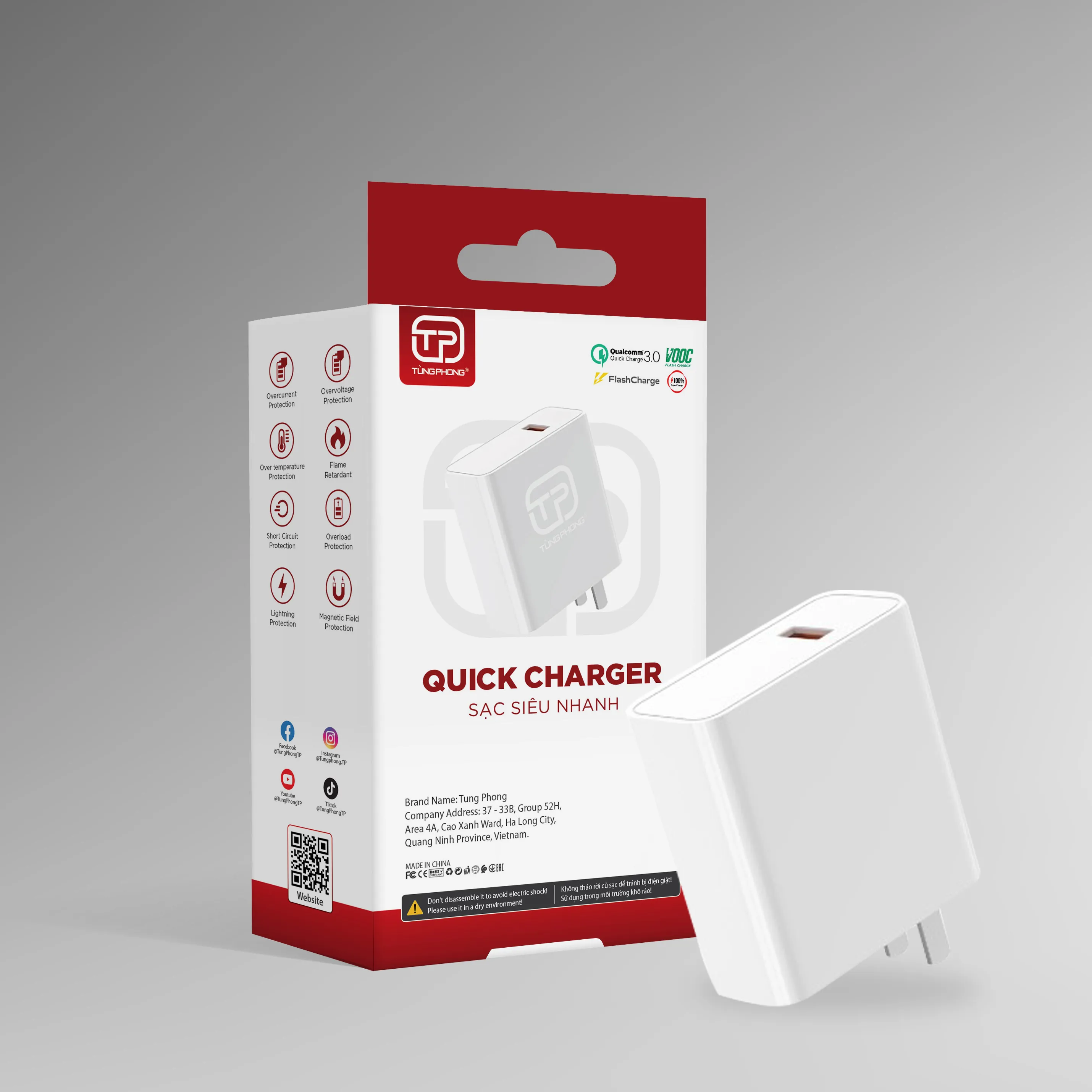 CỦ SẠC QC01 - CÔNG SUẤT 25W. NHỰA CHỐNG CHÁY CAO CẤP