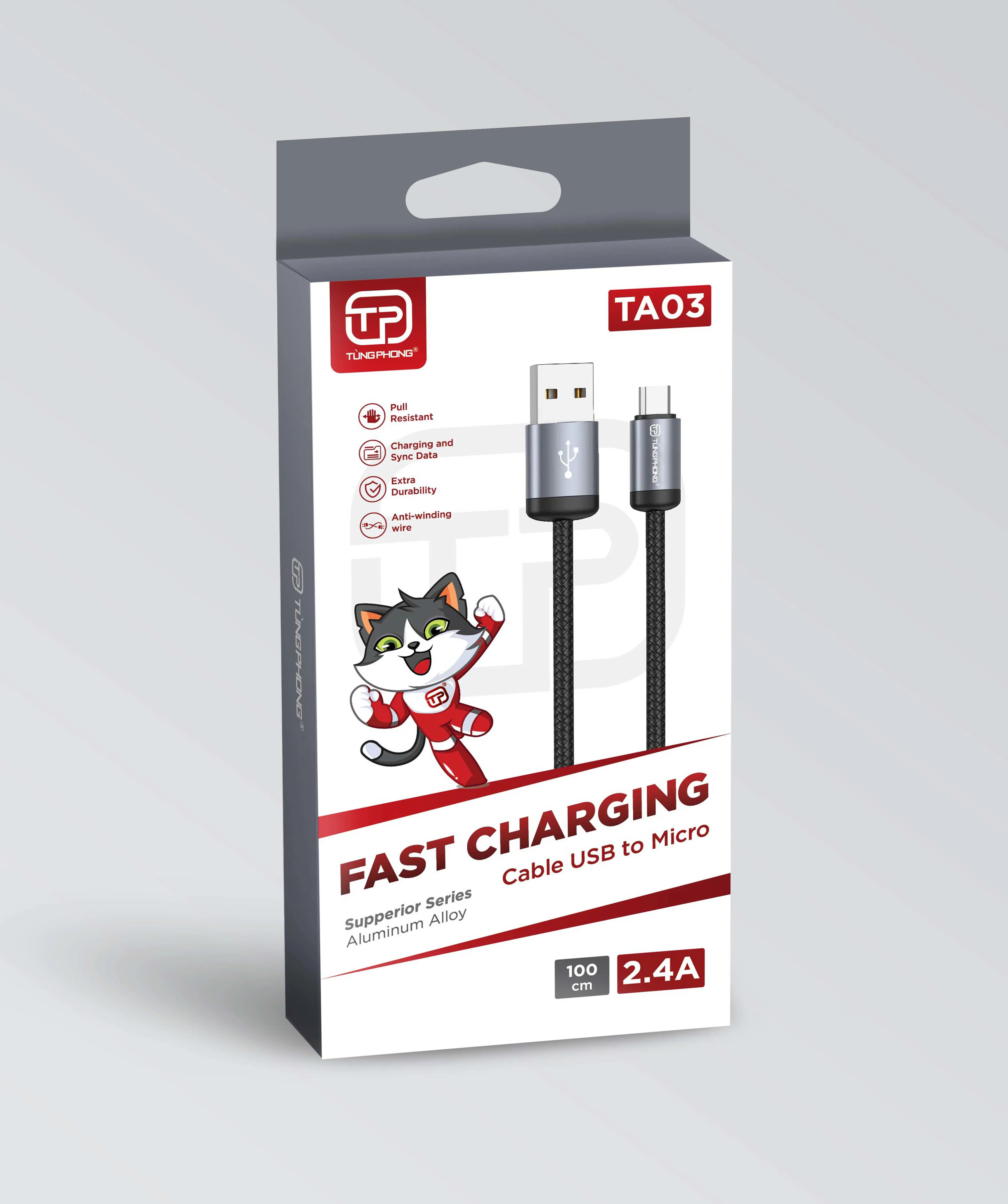 Dây Cáp Sạc TA03 – Cáp Dây Dù USB-Micro 1m Bền Bỉ