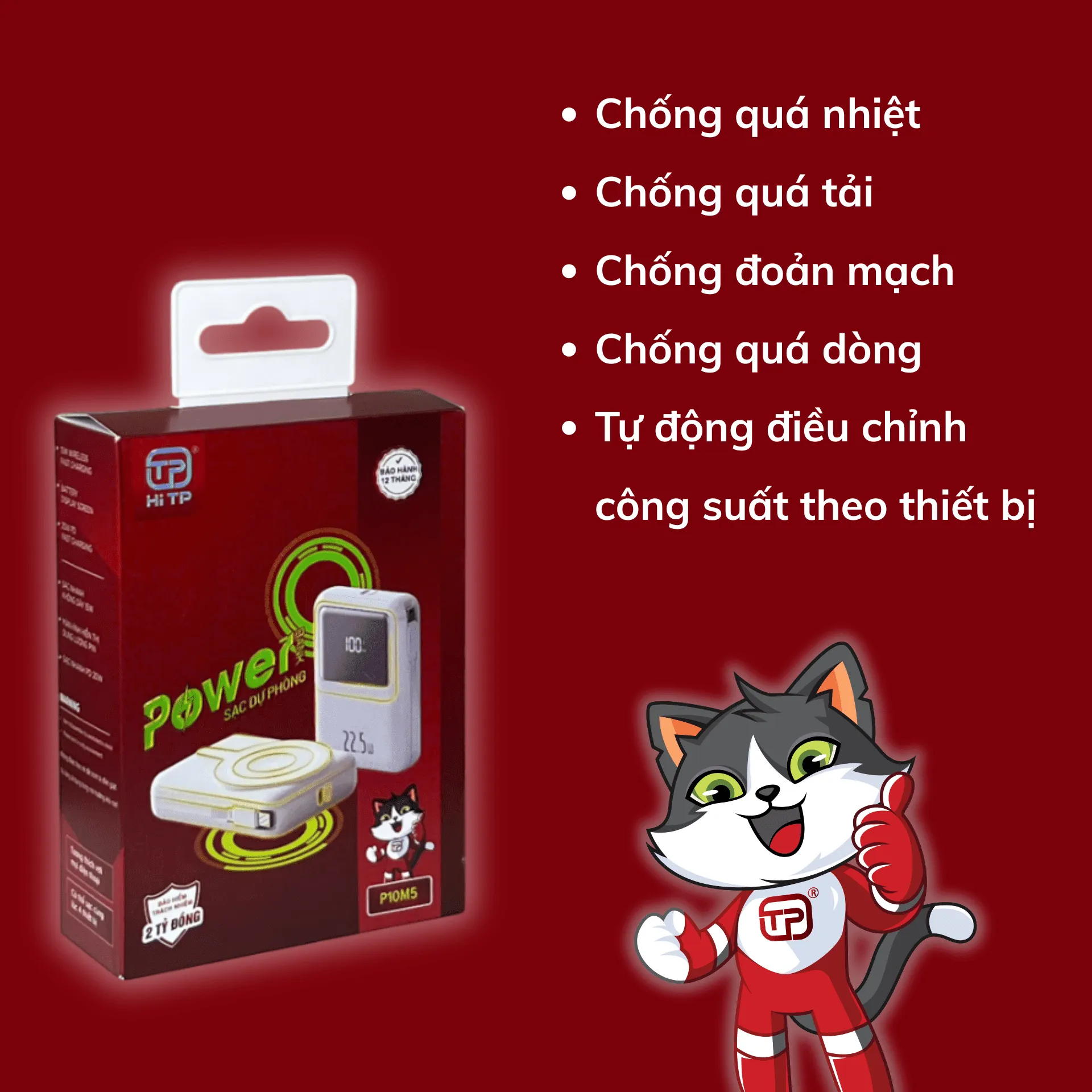 Sạc Dự Phòng P10M5 cao cấp là lựa chọn lý tưởng cho khách hàng muốn sở hữu một dòng pin dự phòng mạnh – bền – an toàn – hiện đại