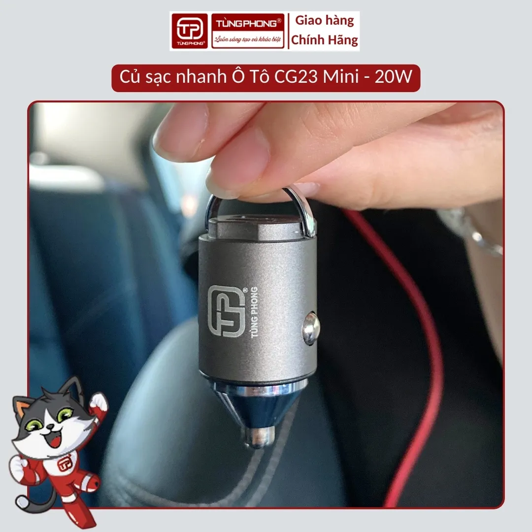 CỦ SẠC Ô TÔ CG23 MINI. CHUẨN SẠC PD 20W. HAI CỔNG USB & TYPE-C