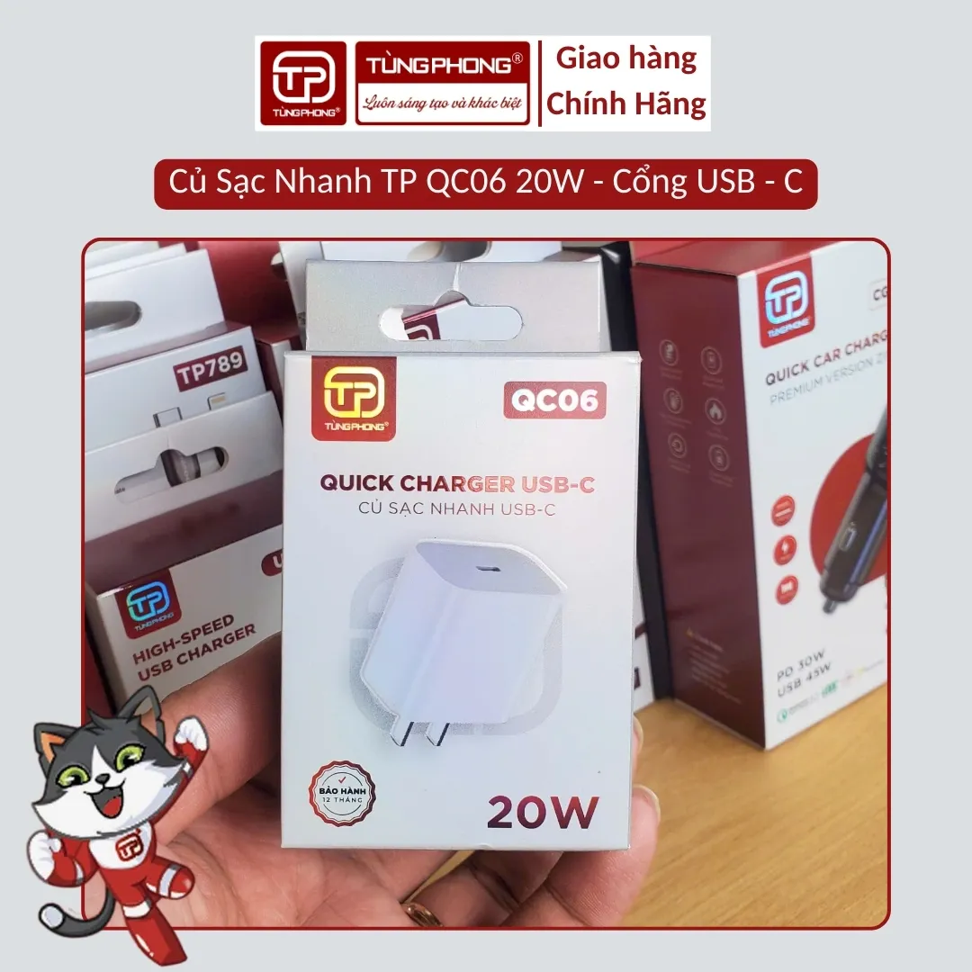 CỦ SẠC QC06 - SẠC NHANH 20W, CHÔNG CHÁY, Cổng USB - C