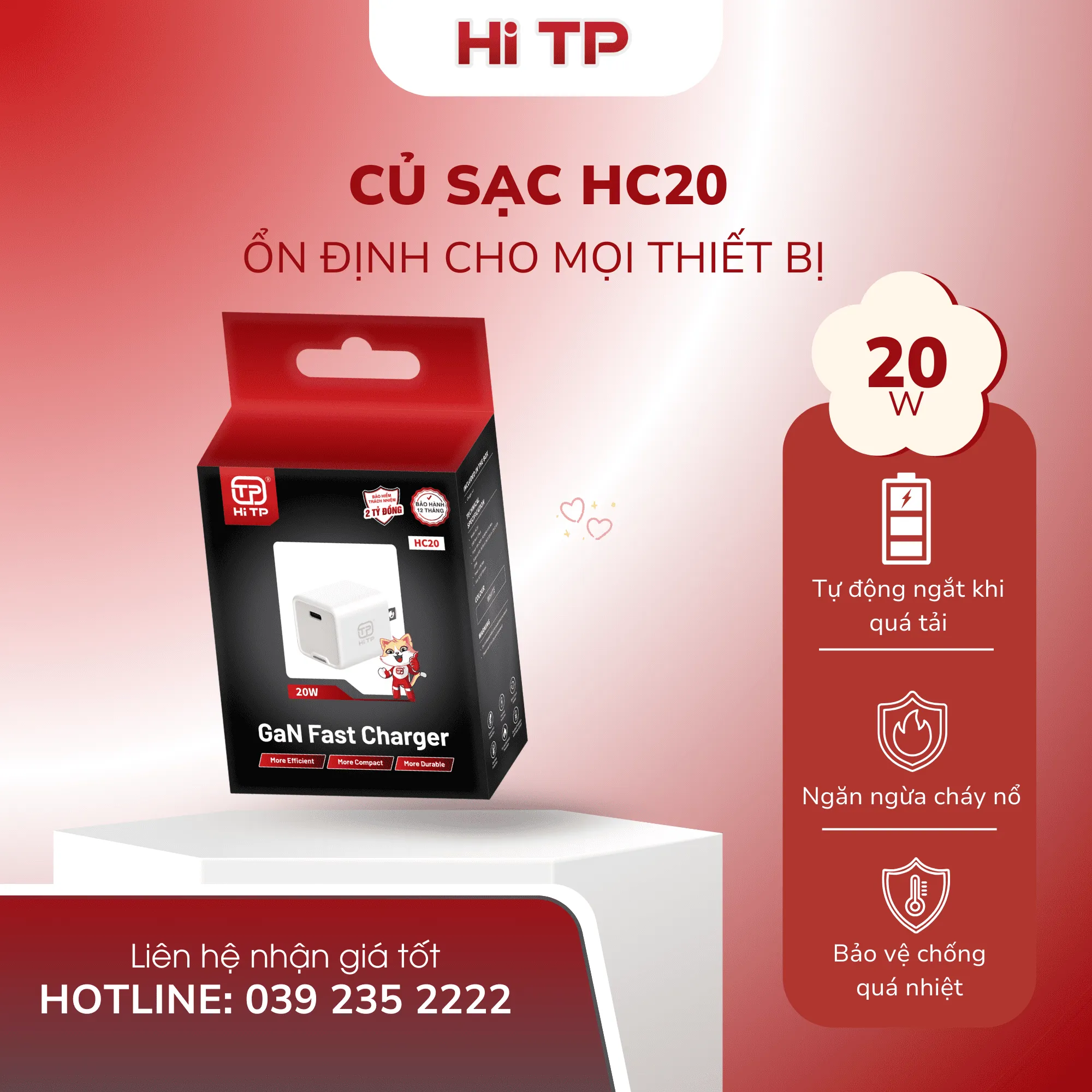 Củ Sạc HC20 - Sạc Nhanh Công Nghệ GaN