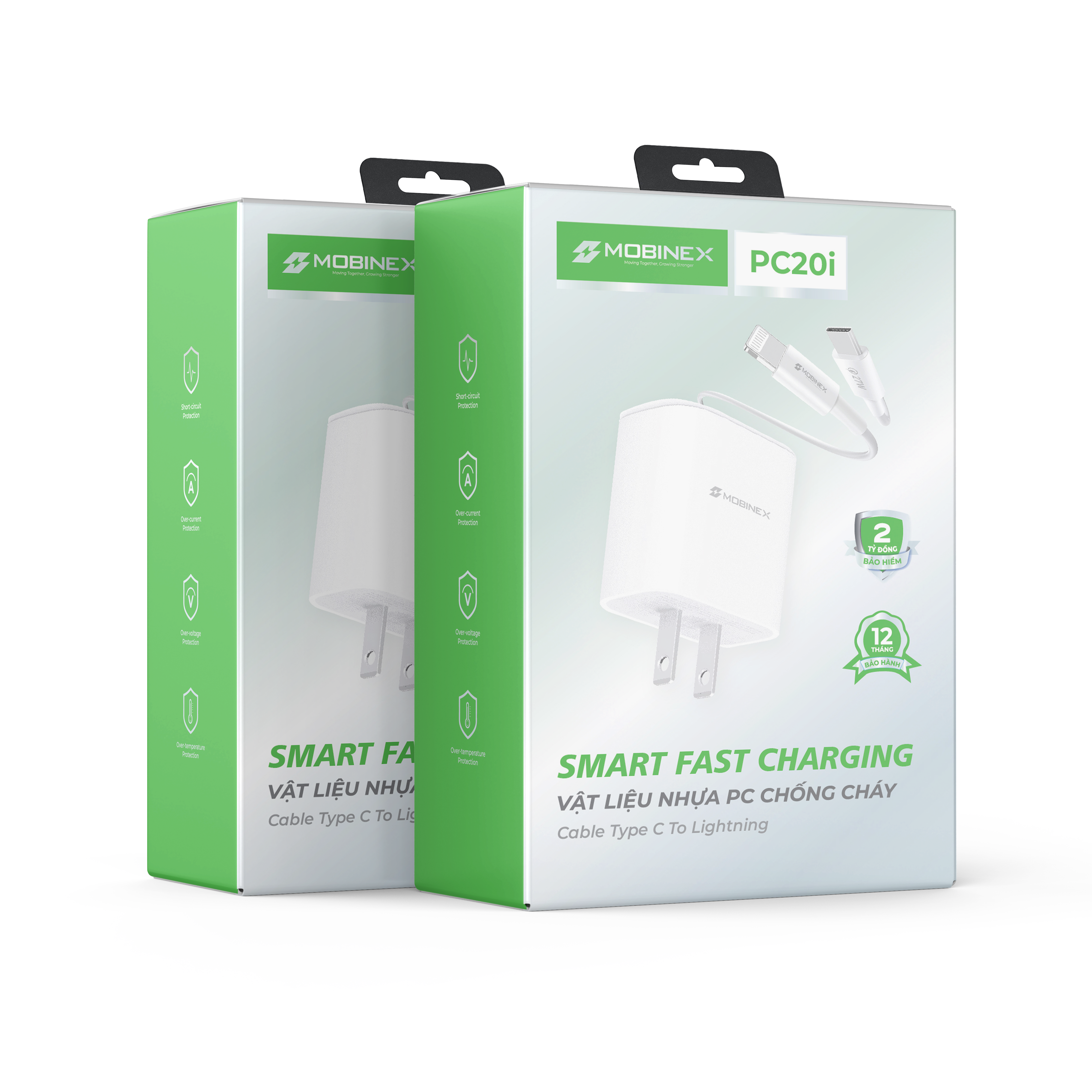 BỘ SẠC MOBINEX PC20i - SẠC NHANH 20W. KÈM CÁP USB-C TO LIGHTNING