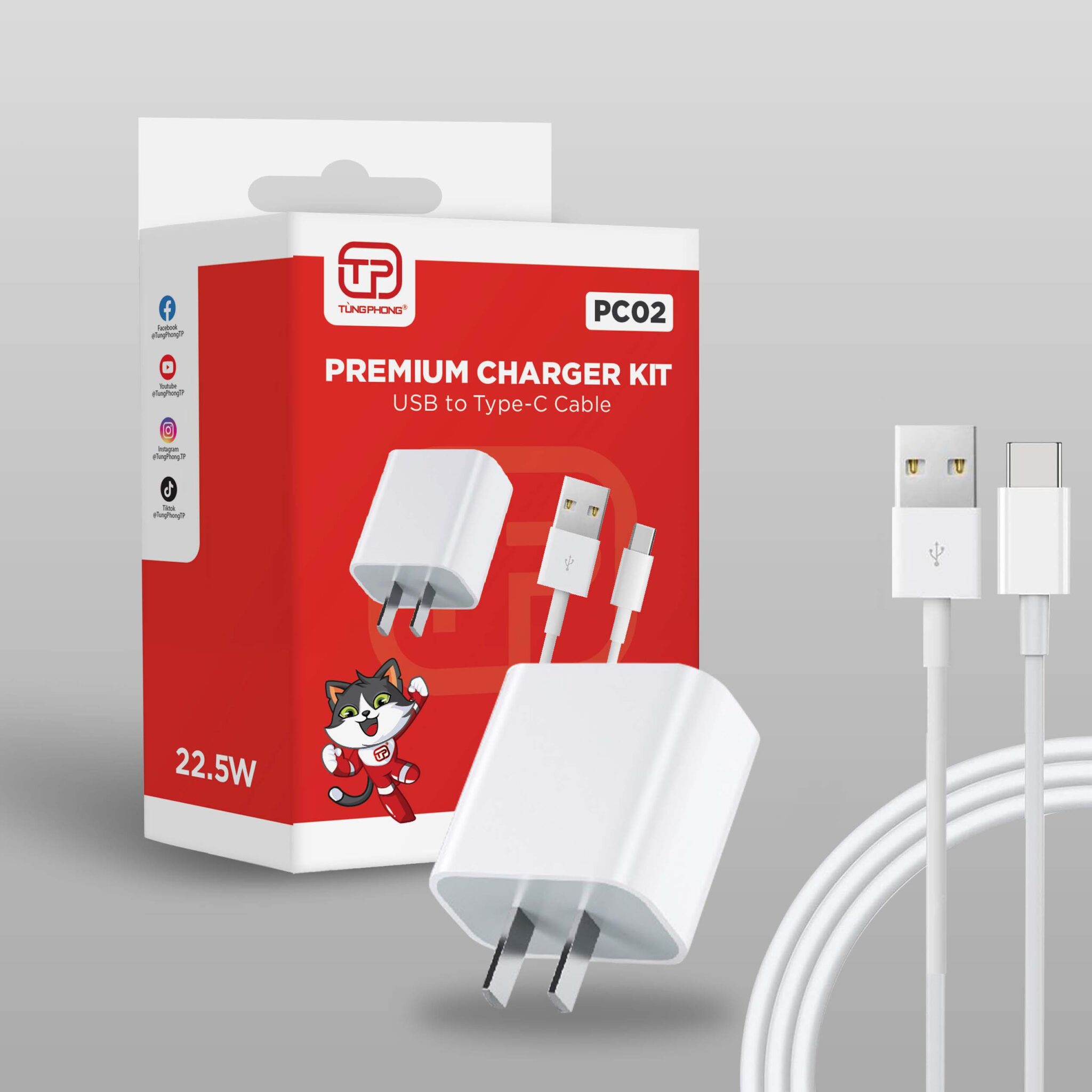 Bộ Sạc Nhanh PC02. Chuẩn PD 22.5W. Lõi đồng nguyên chất