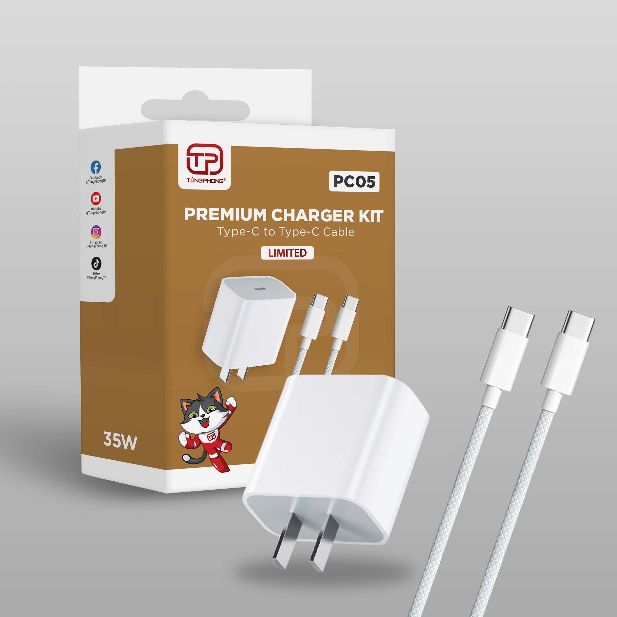 Bộ Sạc PC05. Nhựa ABS cao cấp. Hỗ trợ PD 35W